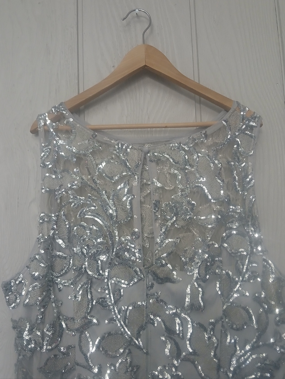 Adrianna Papell Halter Illusion Neckline Sequin Embroidered Sheath Dress 20w - Picture 9 of 13